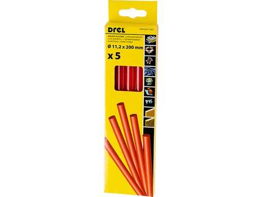 [45-71207] Kuumliimipulgad 11,2 mm x 200 mm, punane, 5 tk.