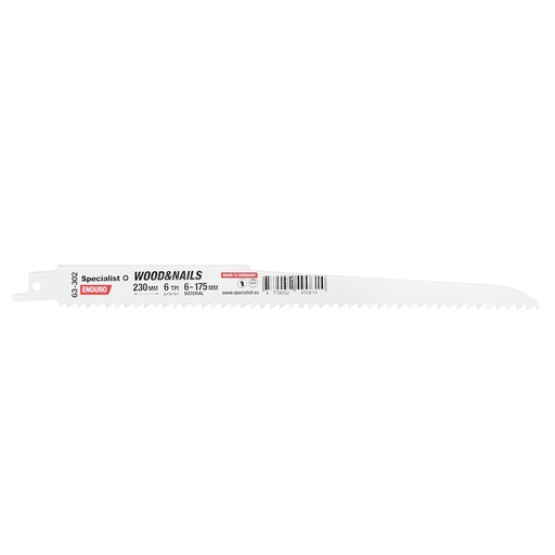 [63-302] SPECIALIST+ tiigersae tera naeltega puidule, 230 mm, 6TPI