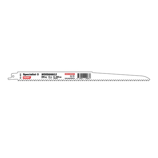 [63-303] SPECIALIST+ tiigersae tera naeltega puidule, 300 mm, 6TPI