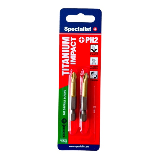 [24/2-143] SPECIALIST+ screwdriver bit TITAN PH2, 50 mm, 2 pcs
