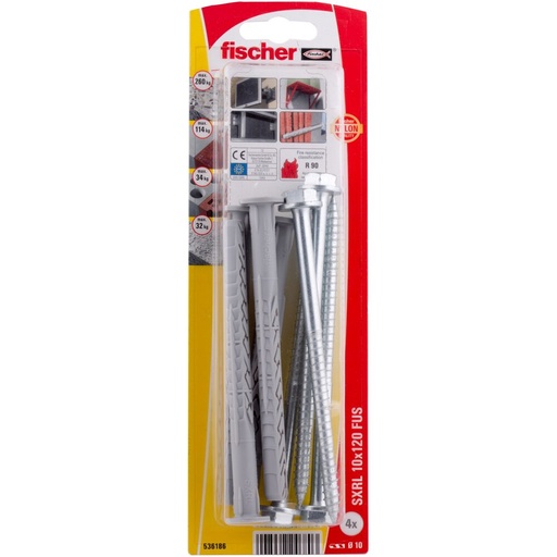 [61-536186B] FRAME FIXING SXRL 10 x 120 FUS 4 pcs.