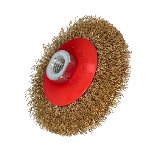 [71-8765] Wire brush with brass-coated wire 120 mm. M14