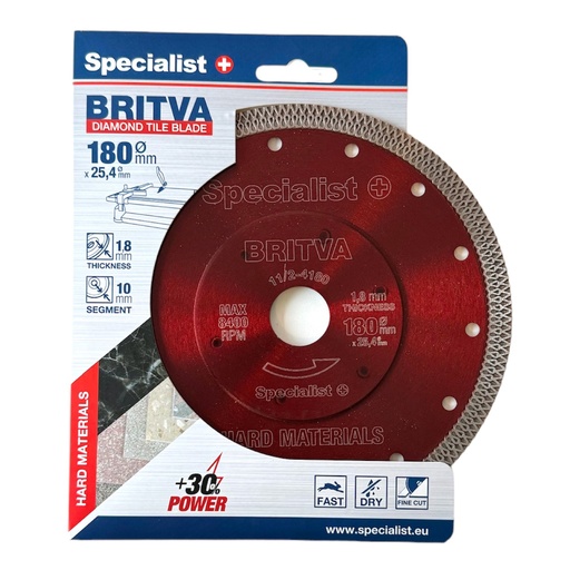 [11/2-4180] SPECIALIST+ teemantlõikeketas BRITVA, 180x1,8x25,4 mm