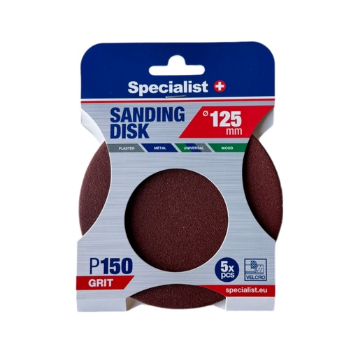 [250-1150] SPECIALIST+ velcro sanding discs P150, 125 mm, 5 pcs