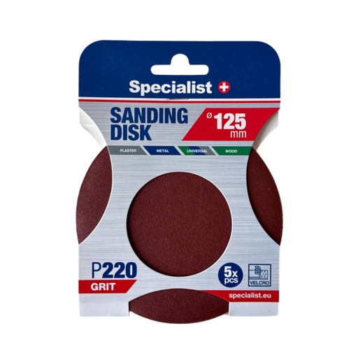 [250-1220] SPECIALIST+ smilšpapīrs P220, 125 mm, 5 gab.