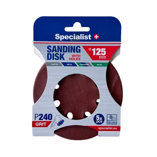 [250-2240] SPECIALIST+ lihvpaber aukudega P240, 125 mm, 5 tk