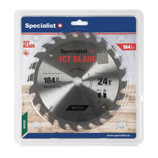 [51/1-18424] SPECIALIST+ TCT blade, 184x24Tx16 mm