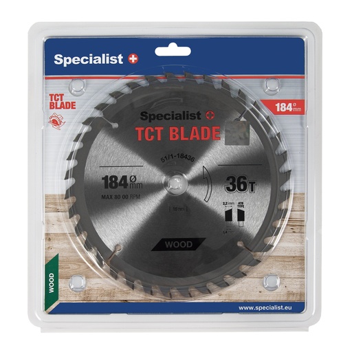 [51/1-18436] SPECIALIST+ TCT blade, 184x36Tx16 mm