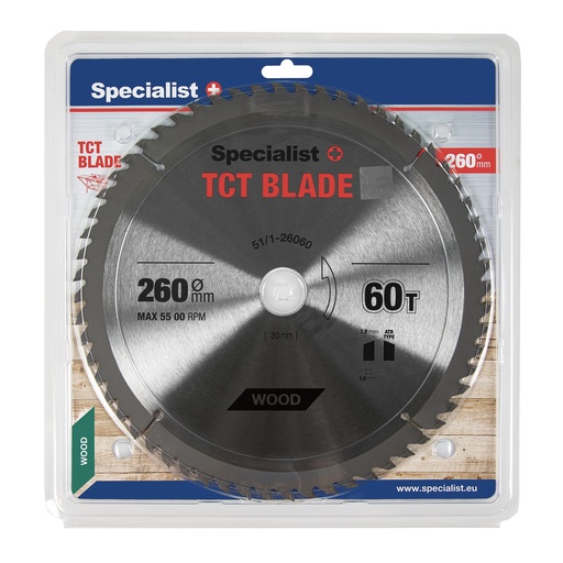 [51/1-26060] SPECIALIST+ TCT blade, 260x60Tx30 mm