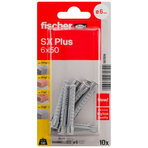 [61-567856B] FISCHER paplašināšanas kontaktdakša SX Plus, 6x50 mm, 10 gab.