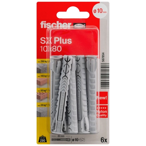 [61-567854B] FISCHER laienduspistik SX Plus, 10x80 mm, 6 tk.