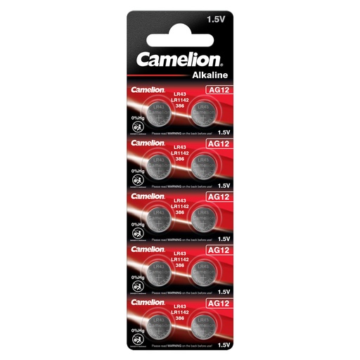 [44/3-LR43] Element without mercury, AG12/LR43/386, B10, 1.5V, CAMELION, 10 pcs.