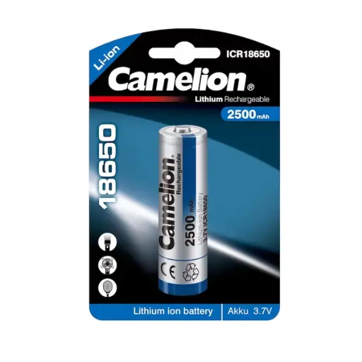 [44/1-18650] Įkraunamas elementas Li-ion 18650 3.7V B1 2500 mAh, Camelion, 1 vnt.