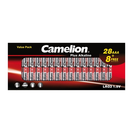 [44/1-LR03B36] Alkaline cells, LR03 B28+8, AAA, 1.5V, CAMELION, 36 pcs.