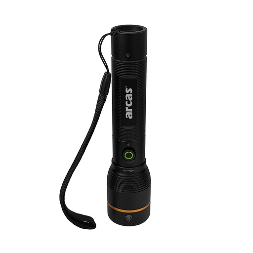 [44/4-5689] Rankinis žibintuvėlis 1000lm, 10W, įkraunamas USB-C, juodas, ARCAS