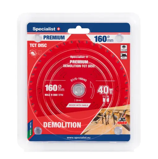 [51/5-16040] Griešanas disks 160x40Tx20mm, Demolition PREMIUM, SPECIALIST+