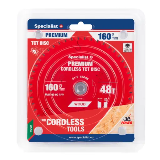 [51/2-16048] Pjovimo diskas 160x48Tx20mm, Cordless PREMIUM, SPECIALIST+