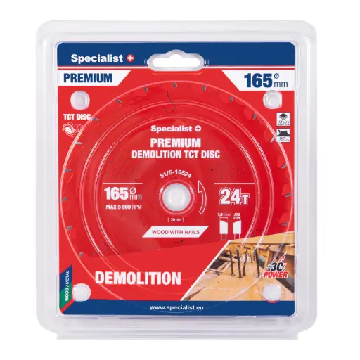 [51/5-16524] Griešanas disks 165x24Tx20mm, Demolition PREMIUM, SPECIALIST+