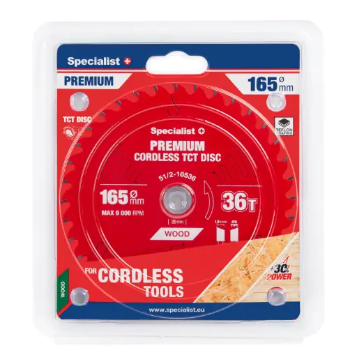 [51/2-16536] Griešanas disks 165x36Tx20mm, Cordless PREMIUM, SPECIALIST+