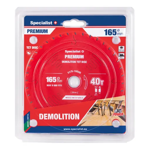 [51/5-16540] Pjovimo diskas 165x40Tx20mm, Demolition PREMIUM, SPECIALIST+