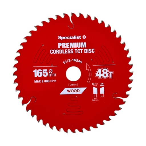 [51/2-16548] SPECIALIST+ griešanas disks Cordless 165x48Tx20mm