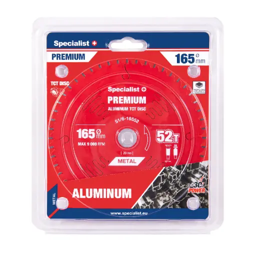 [51/6-16552] Griešanas disks 165x52Tx20mm, Aluminium PREMIUM, SPECIALIST+