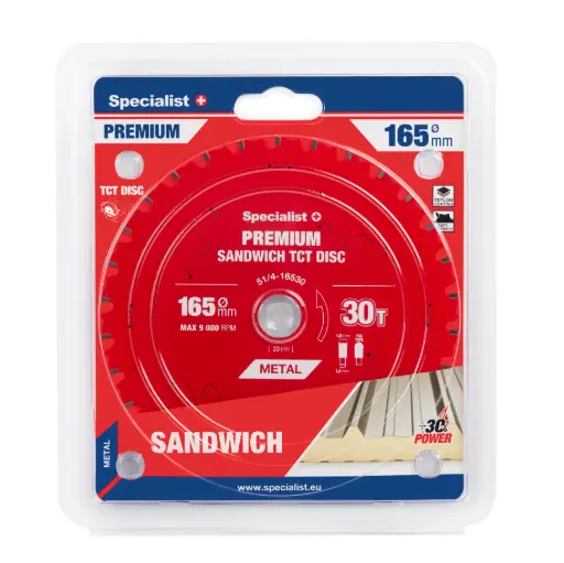 [51/4-16530] Pjovimo diskas 165x30Tx20mm, Sandwich PREMIUM, SPECIALIST+