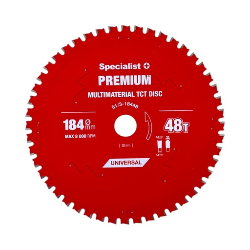[51/3-18448] SPECIALIST+ griešanas disks Multimaterial 184x48Tx20/16mm
