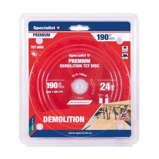 [51/5-19024] Saeketas 190x24Tx30mm, Demolition PREMIUM, SPECIALIST+