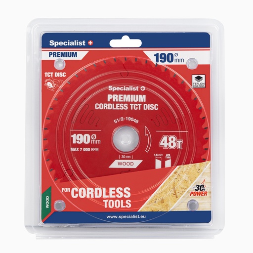 [51/2-19048] Cutting disc 190x48Tx30mm, Cordless PREMIUM, SPECIALIST+