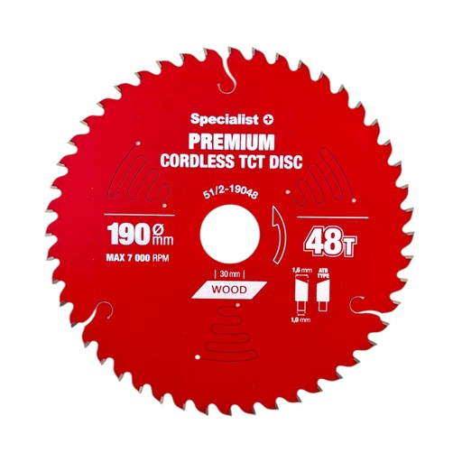 [51/2-19048] SPECIALIST+ griešanas disks Cordless 190x48Tx30mm