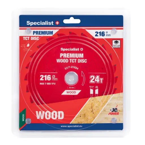[51/7-21624] Pjovimo diskas 216x24Tx30mm, Wood PREMIUM, SPECIALIST+ 