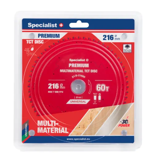 [51/8-21660] Pjovimo diskas 216x60Tx30mm, Multimaterial PREMIUM, SPECIALIST+ 