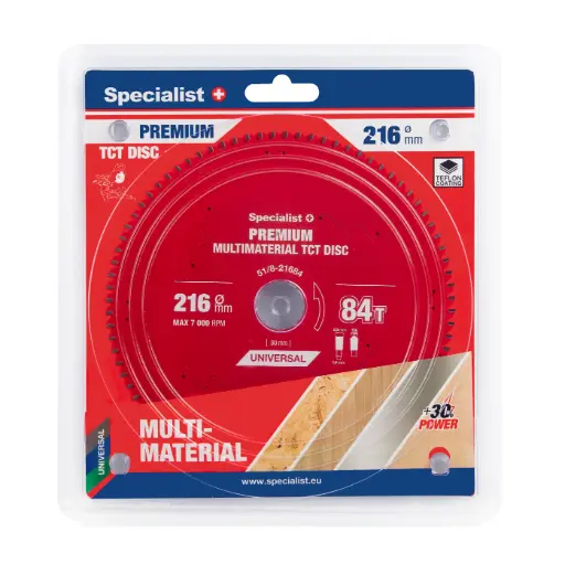 [51/8-21684] Lõikeketas 216x84Tx30mm, Multimaterial PREMIUM, SPECIALIST+ 