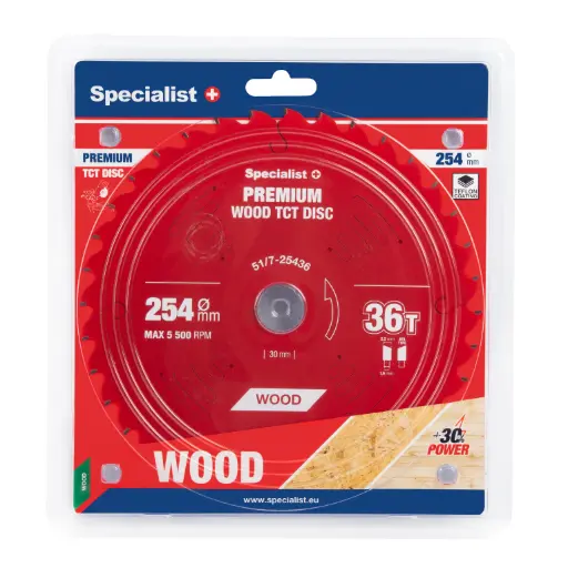 [51/7-25436] Griešanas disks 254x36Tx30mm, Wood PREMIUM, SPECIALIST+ 