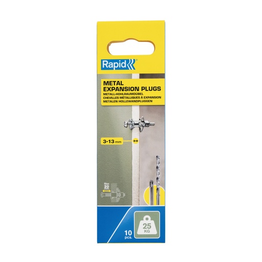 [78-5001546] Anchors for 3-13 mm thick walls, Rapid, 10 pcs, max load 25 kg.