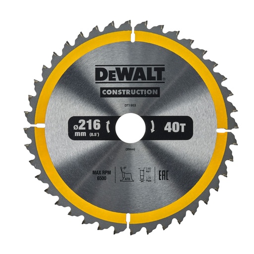 [26/5-DT1953] Wood Cutting Disc 216x30x40T, DeWALT