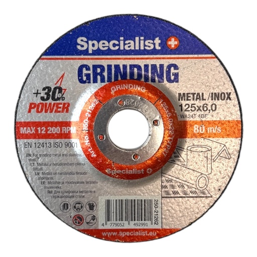 [250-21262] SPECIALIST+ GRINDING disc, 125x6x22 mm
