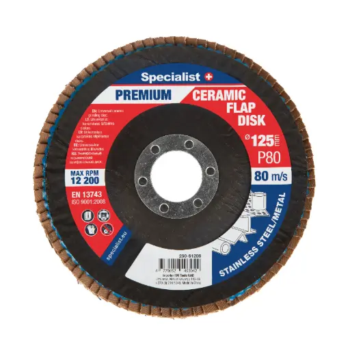 [250-61208] Flap sanding disc 125 mm, P80, Ceramic PREMIUM, SPECIALIST+
