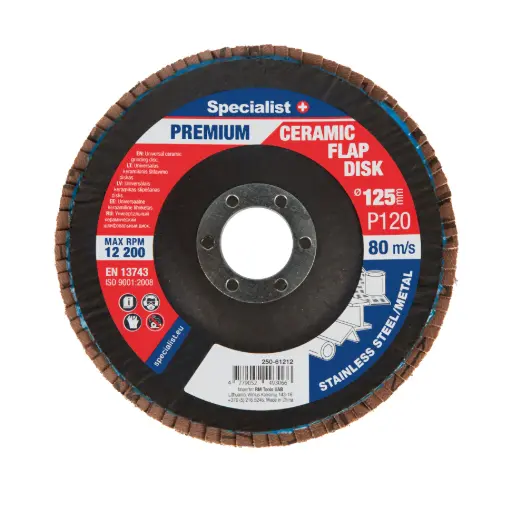 [250-61212] Atlokšņu slīpēšanas disks 125 mm, P120, Keramiskais PREMIUM, SPECIALIST+