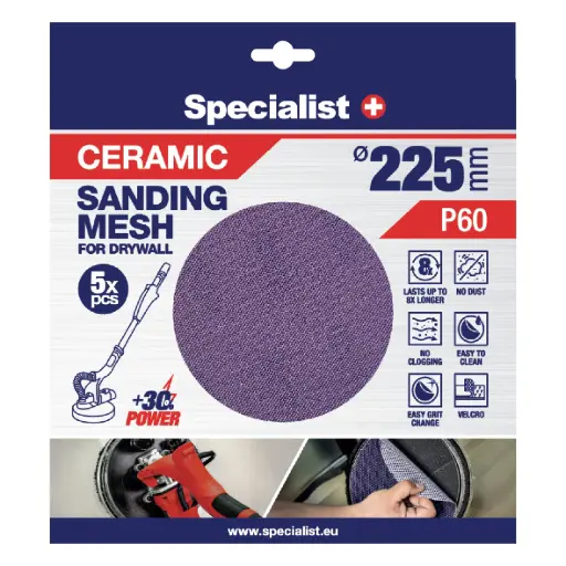 [250-8060] Specialist+ Ceramic Mesh MESH 225 mm, P60, 5 pcs