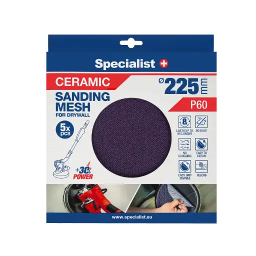 [250-8060] Specialist+ Keramikas Siets MESH 225 mm, P60, 5 gab.