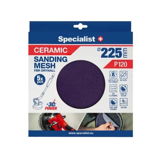 [250-8120] Specialist+ Keramikas Siets MESH, 225 mm, P120, 5 gab.