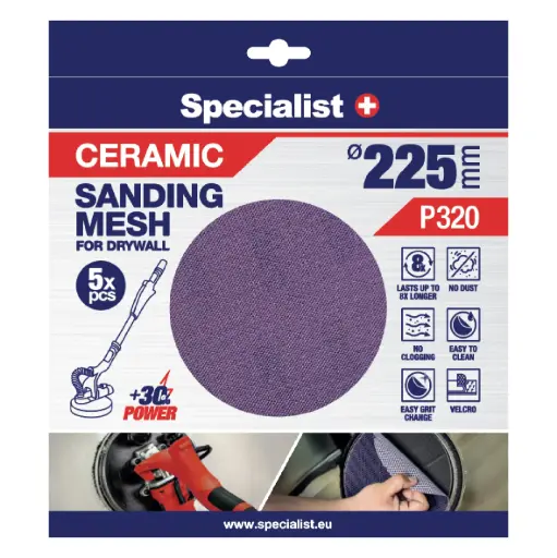 [250-8320] Specialist+ Ceramic Mesh Disc, 225 mm, P320, 5 pcs