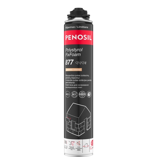 [52-A5886] Klijuojančios putos Polystyrol FixFoam 877, oranžinės, 750 ml, PENOSIL