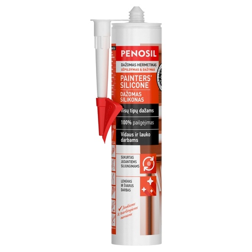 [52-H3182] Dažomas silikoninis hermetikas Painters Silicone, baltas, 310 ml, PENOSIL