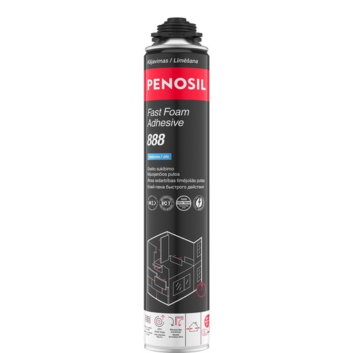 [52-A6310] Greito sukibimo klijuojančios putos, mėlyna, Fast Foam Adhesive 888, 830 ml, PENOSIL
