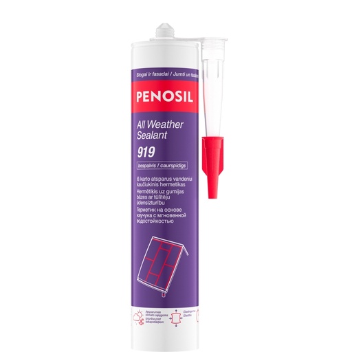 [52-H4395] Atsparus vandeniui hermetikas, All Weather Sealant 919, bespalvė, 300 ml, PENOSIL