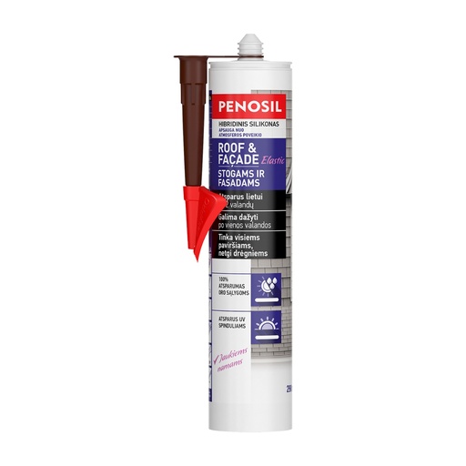 [52-H3180] Elastingas stogų ir fasadų hermetikas Roof&Facade Elastic,  ruda, 290 ml, PENOSIL