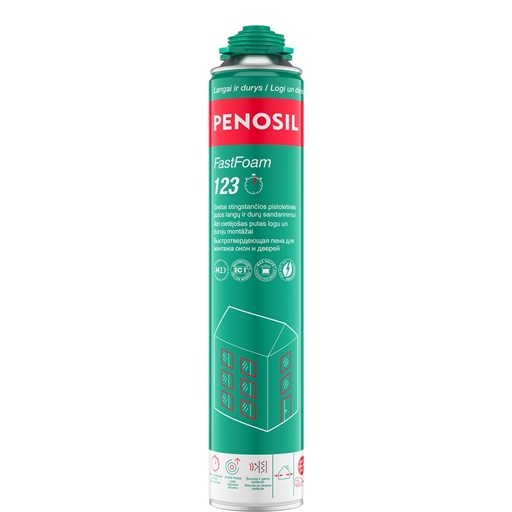 [52-A6441 ] Pistoletinės sandarinimo putos, FastFoam 123, šviesiai geltona, 870 ml, PENOSIL 